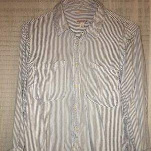 Blue and white soft button up/ boyfriend style